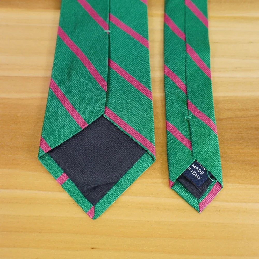 Polo Ralph Lauren Necktie Kids One Size Green Pink Striped Silk Italian Made